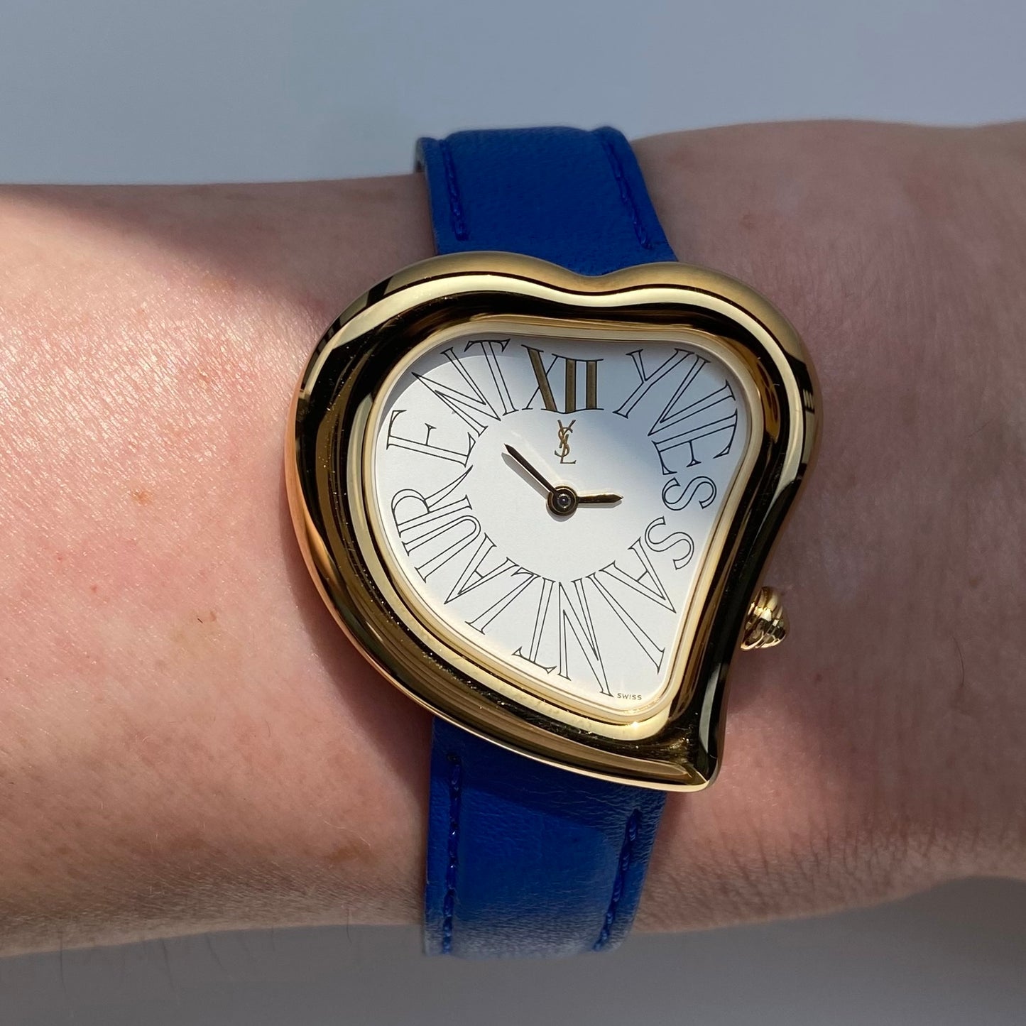 Yves Saint Laurent 1990s Heart Shaped Dial Gold Plated Watch