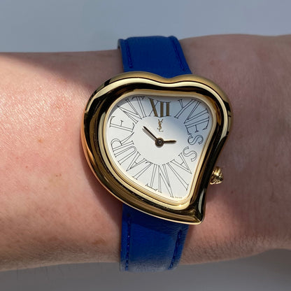 Yves Saint Laurent 1990s Heart Shaped Dial Gold Plated Watch