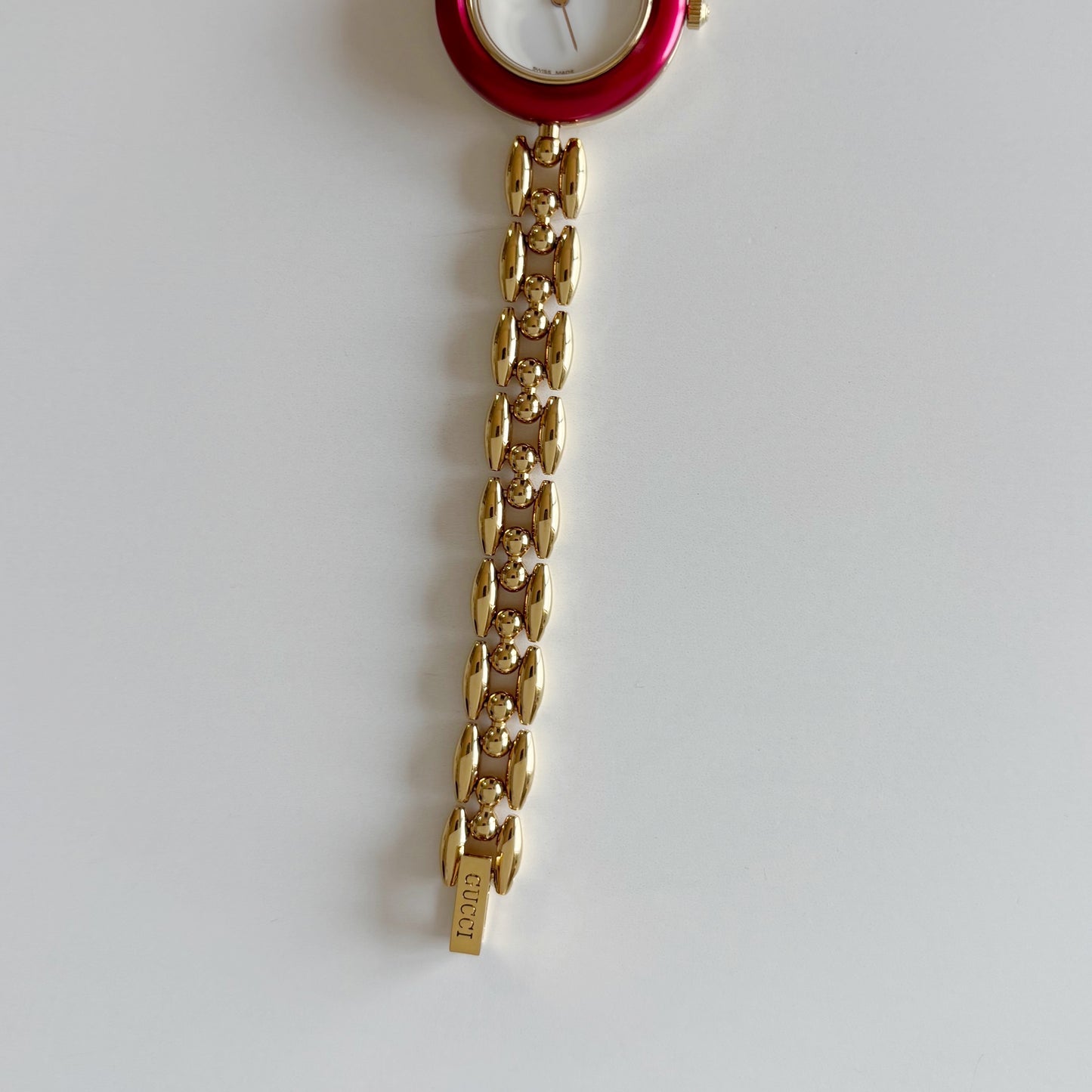 Gucci 1990s Interchangeable Bezel Gold Plated Rice Chain Watch with 6 bezels, case (175mm)