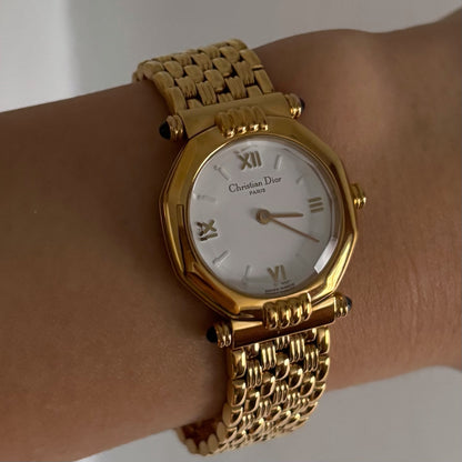 Dior 1990s Octagon Gold Plated Watch