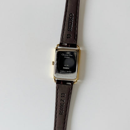 Dior 1990s CD Logo Tank Gold Plated Watch