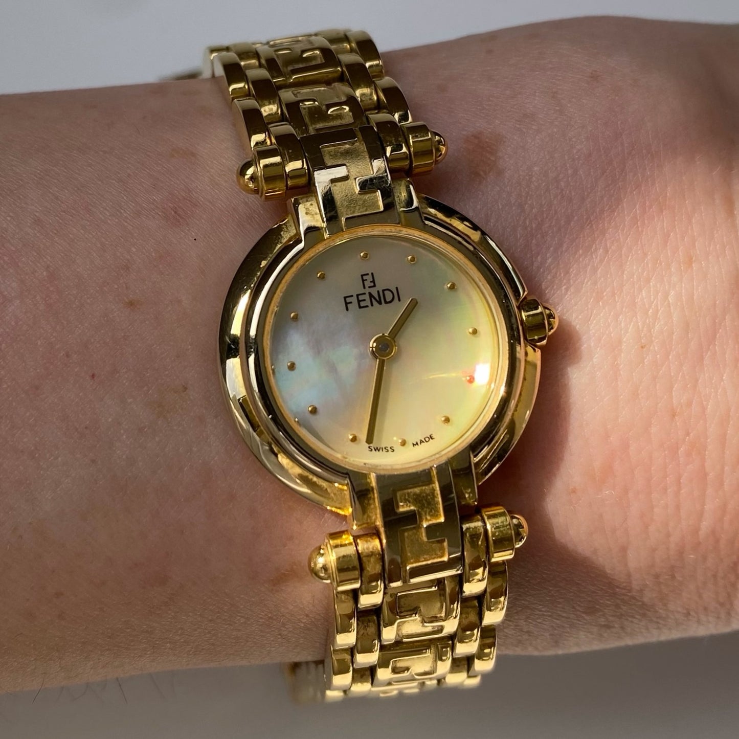 Fendi 1990s Seashell Gold Plated Watch