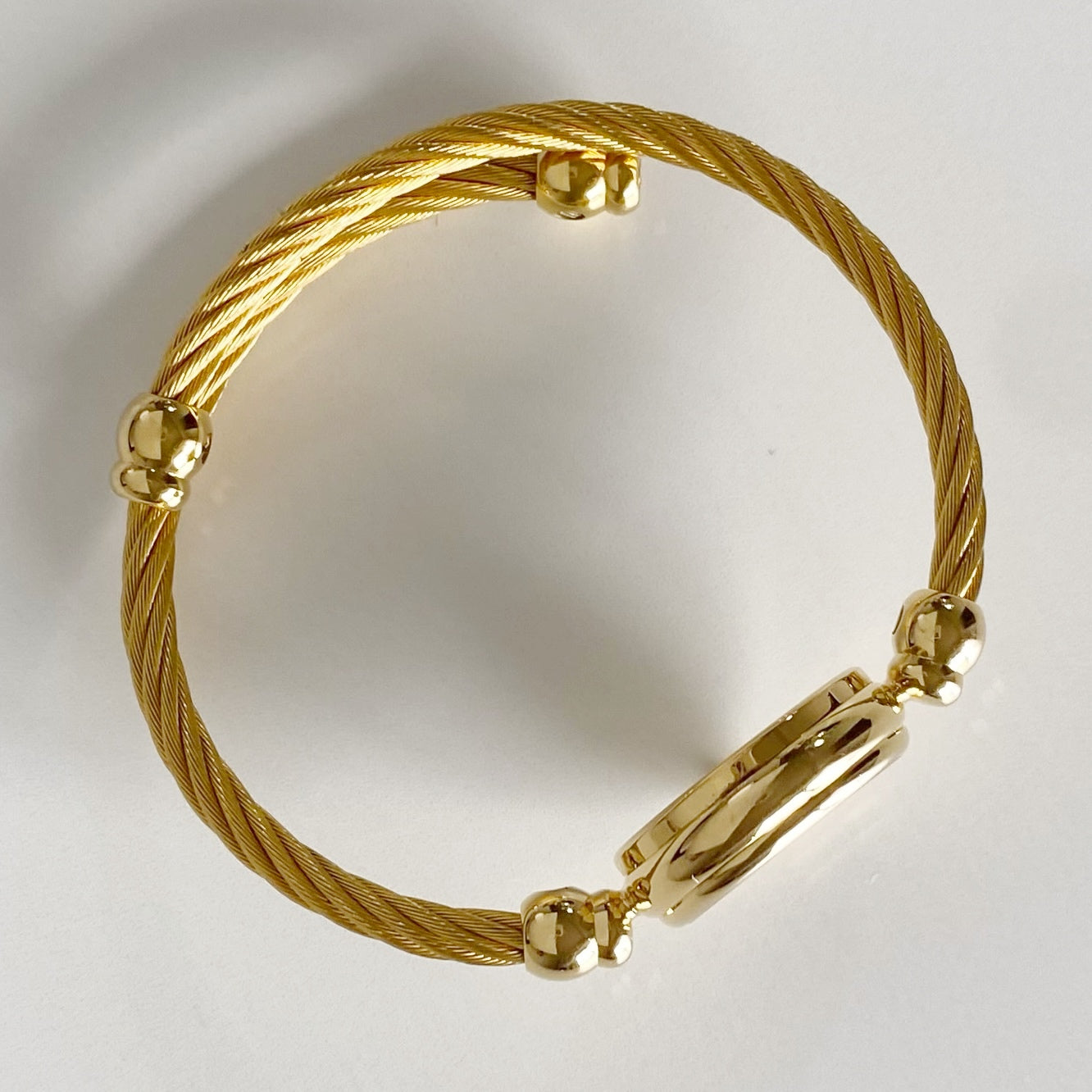 Gucci 1990s Black Dial Gold Plated Cable Bangle Watch