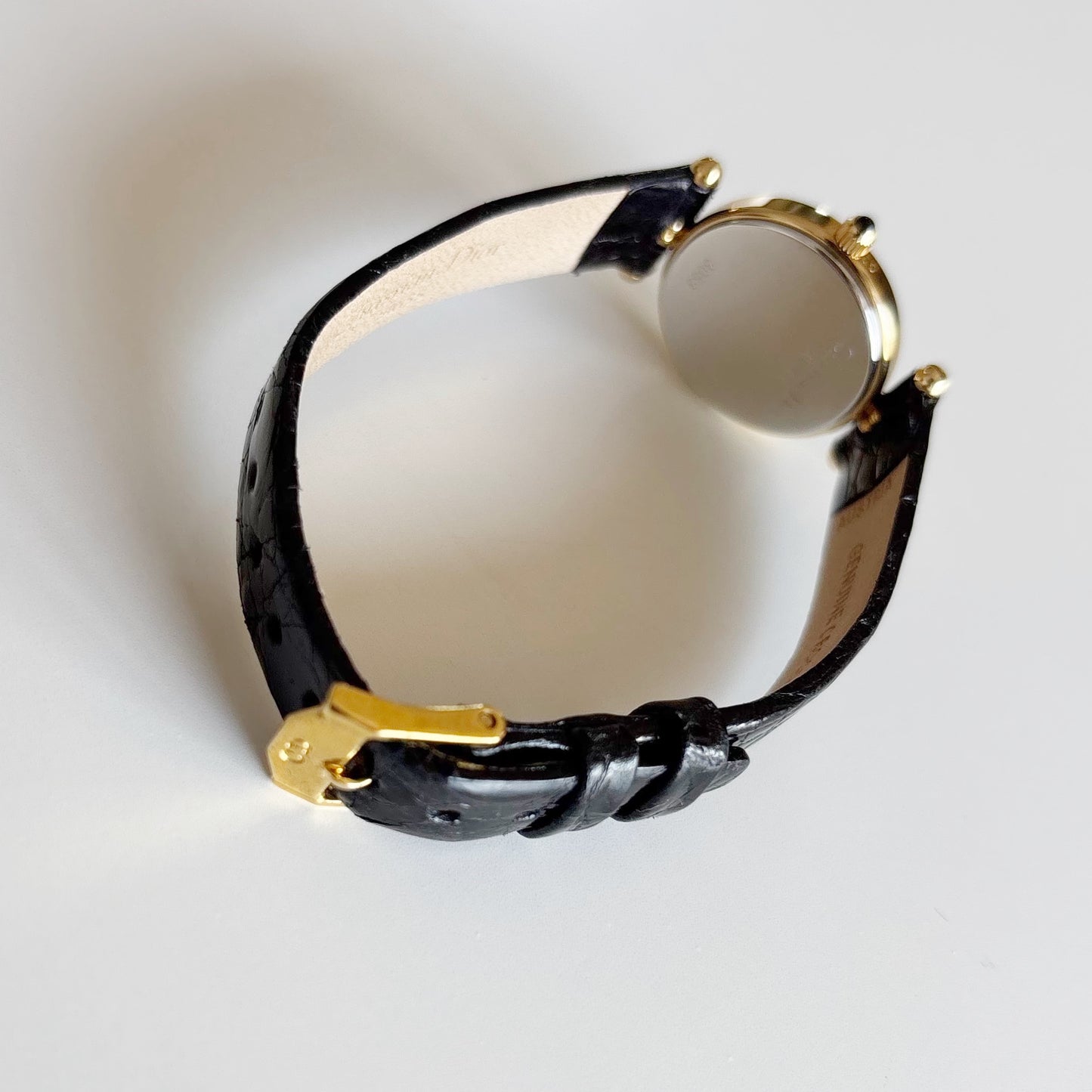 Dior 1990s Seashell Round Dial Gold Plated Watch