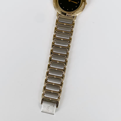 Yves Saint Laurent 1990s Black Dial Two Tone Watch