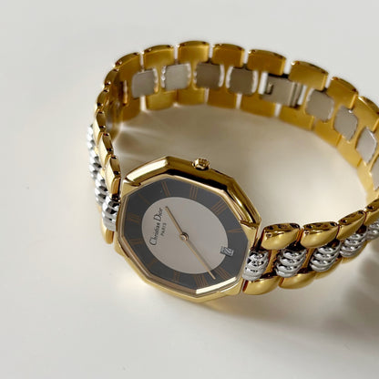 Dior 1990s Octagon Two Tone Watch (Large)