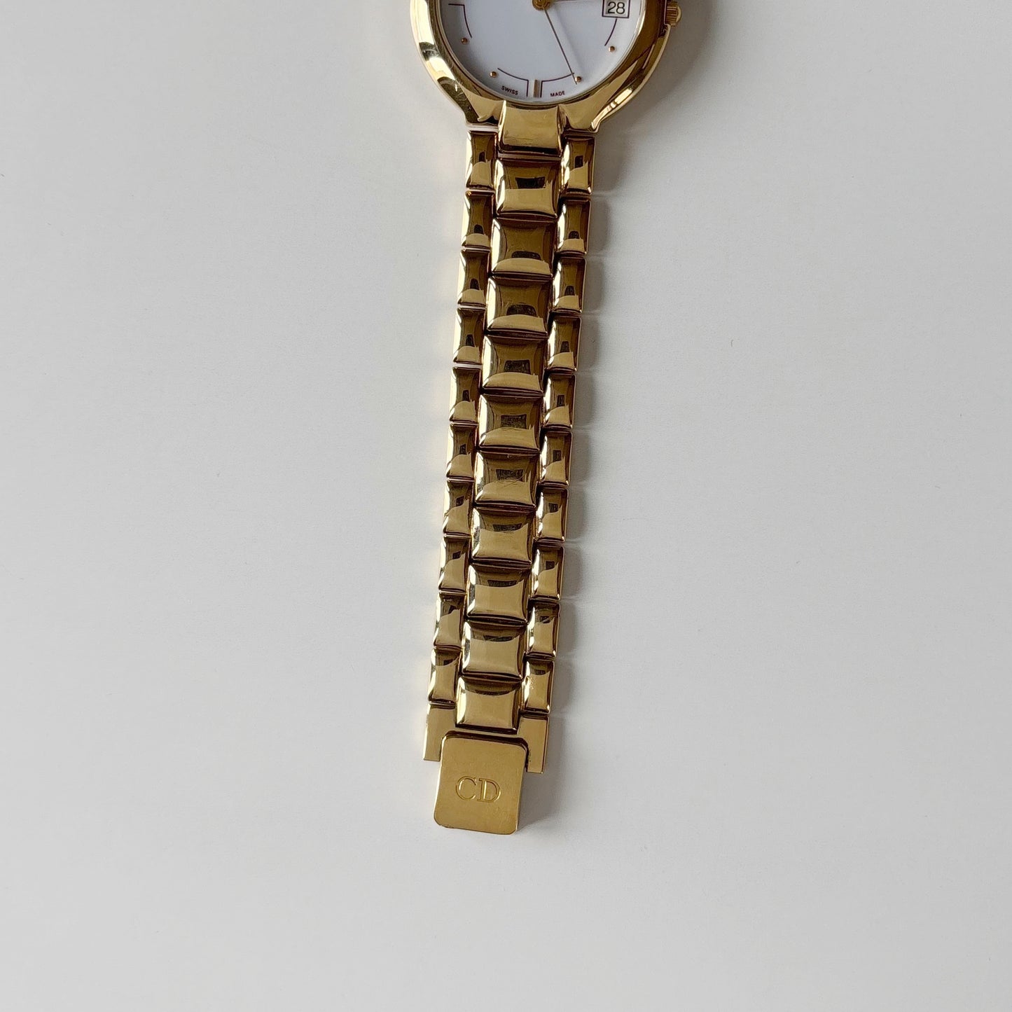 Dior 1990s Date Round Dial Gold Plated Watch (Large)