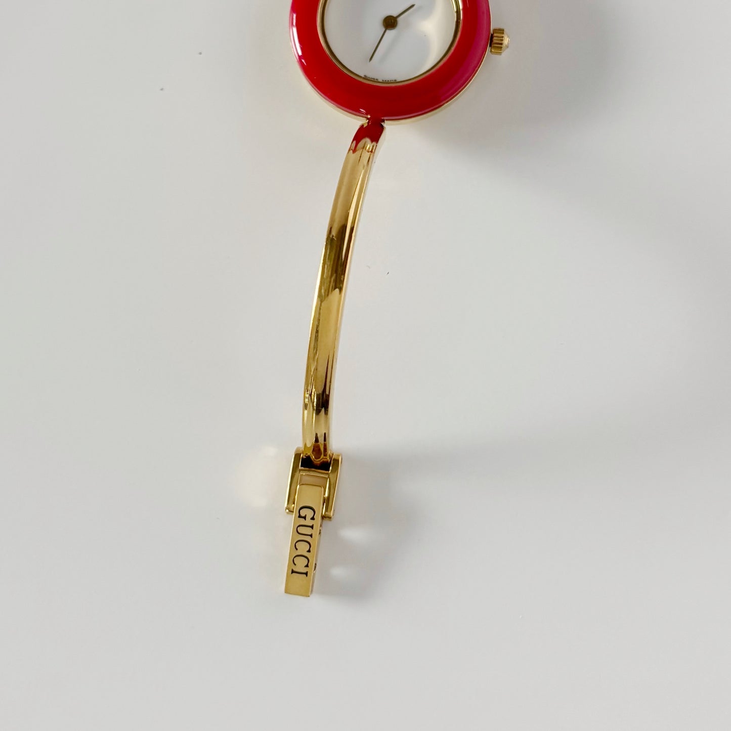 Gucci 1990s Interchangeable Bezel Gold Plated Bangle Watch with 12 bezels, case (Small)