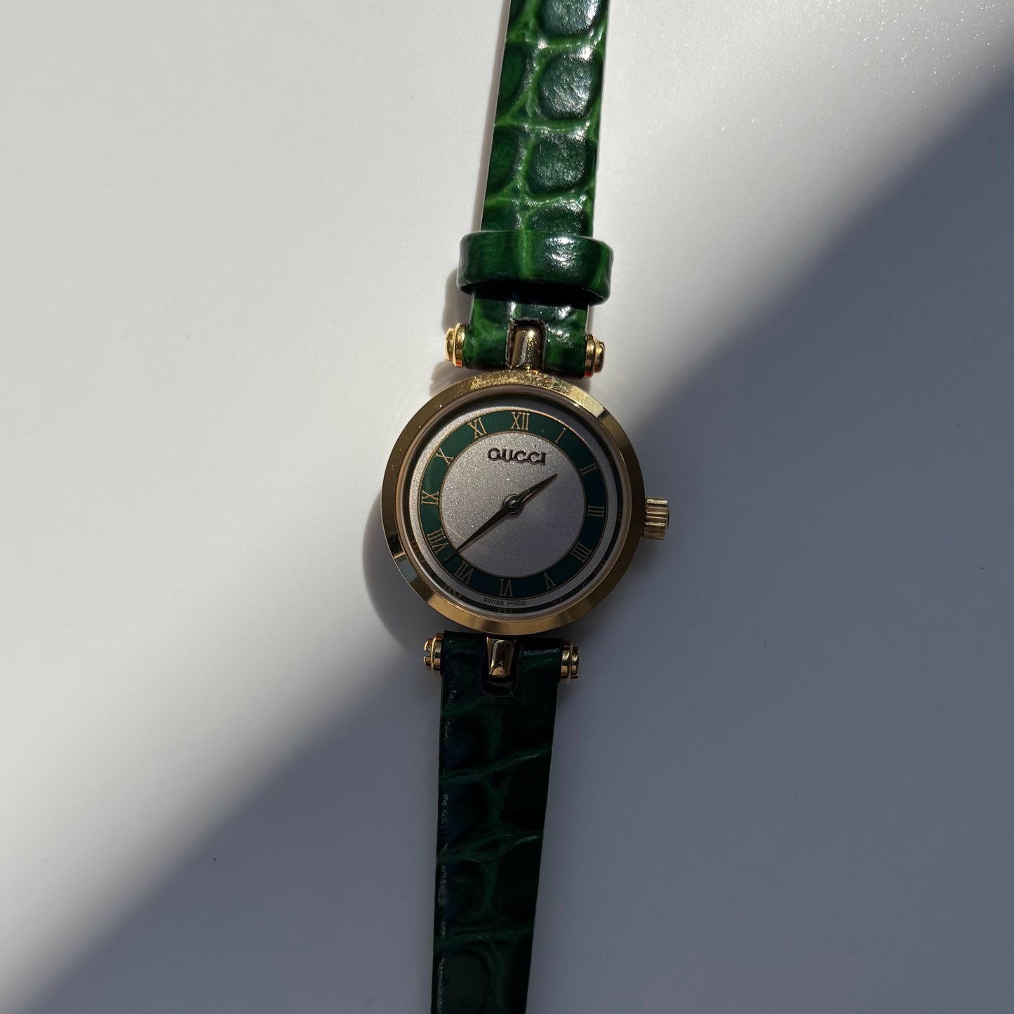 Gucci 1990s Green Dial Sherry Gold Plated Watch