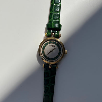 Gucci 1990s Green Dial Sherry Gold Plated Watch