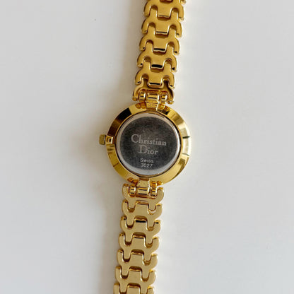 Dior 1990s Seashell Round Dial Gold Plated Watch