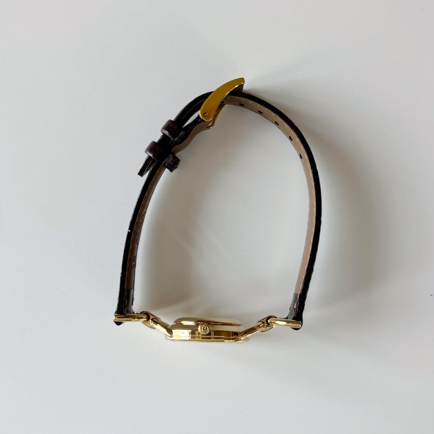 Gucci 1990s Seashell Dial Horsebit Gold Plated Watch