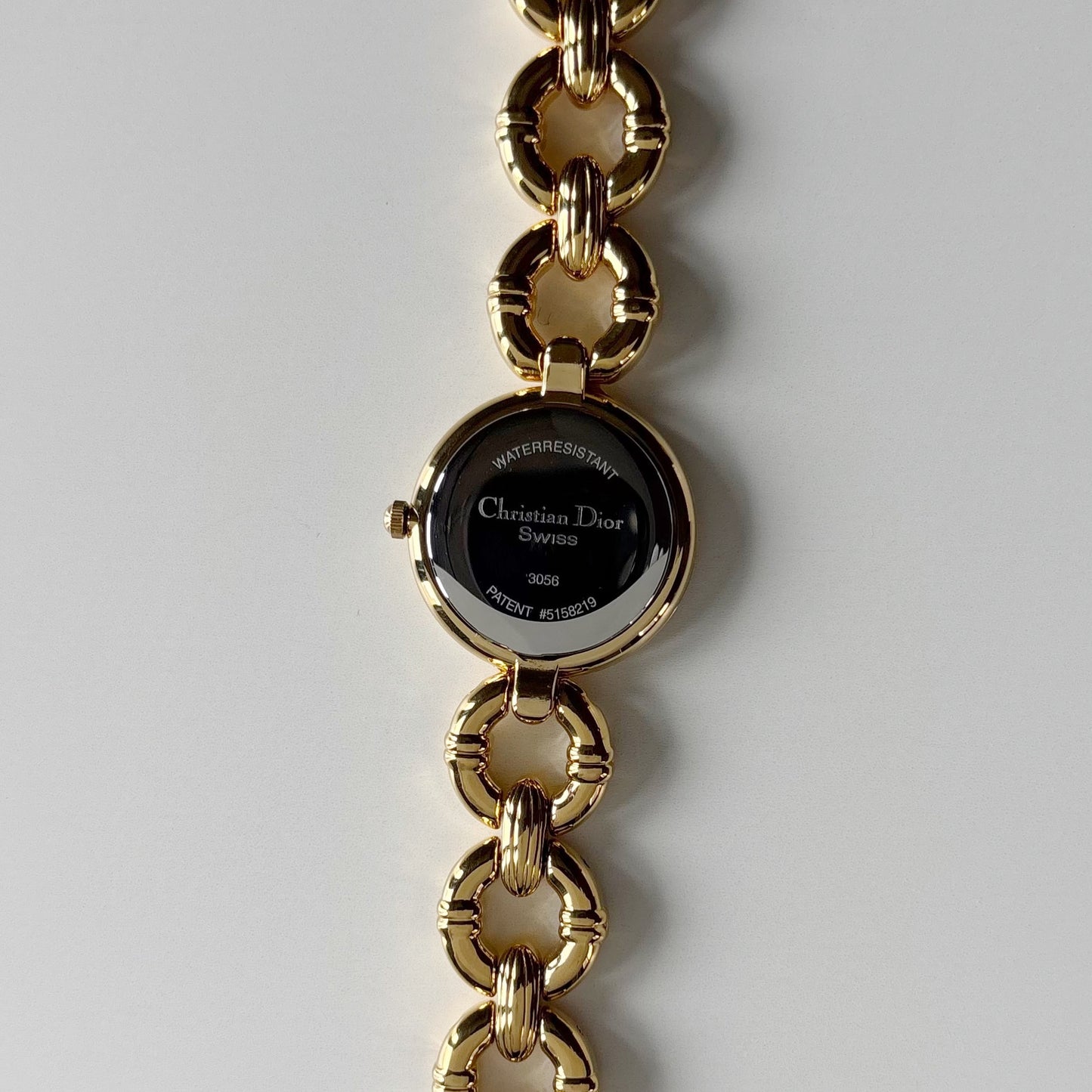 Dior 1990s Round Dial Interchangeable strap Gold Plated Watch with 3 straps, case
