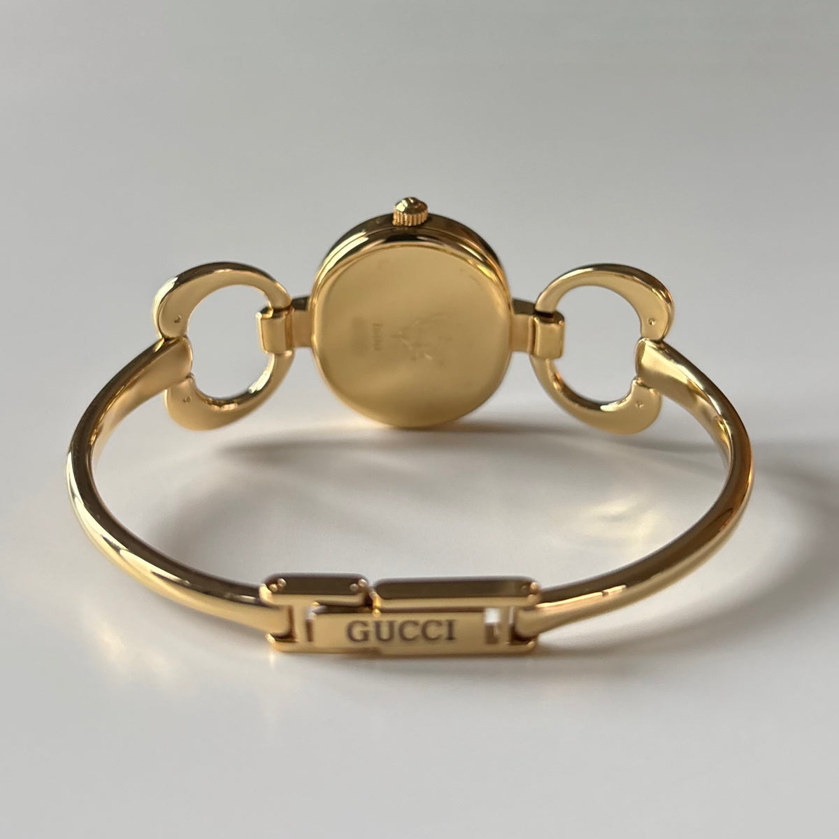 Gucci 1990s Seashell Dial Gold Plated Bangle Watch