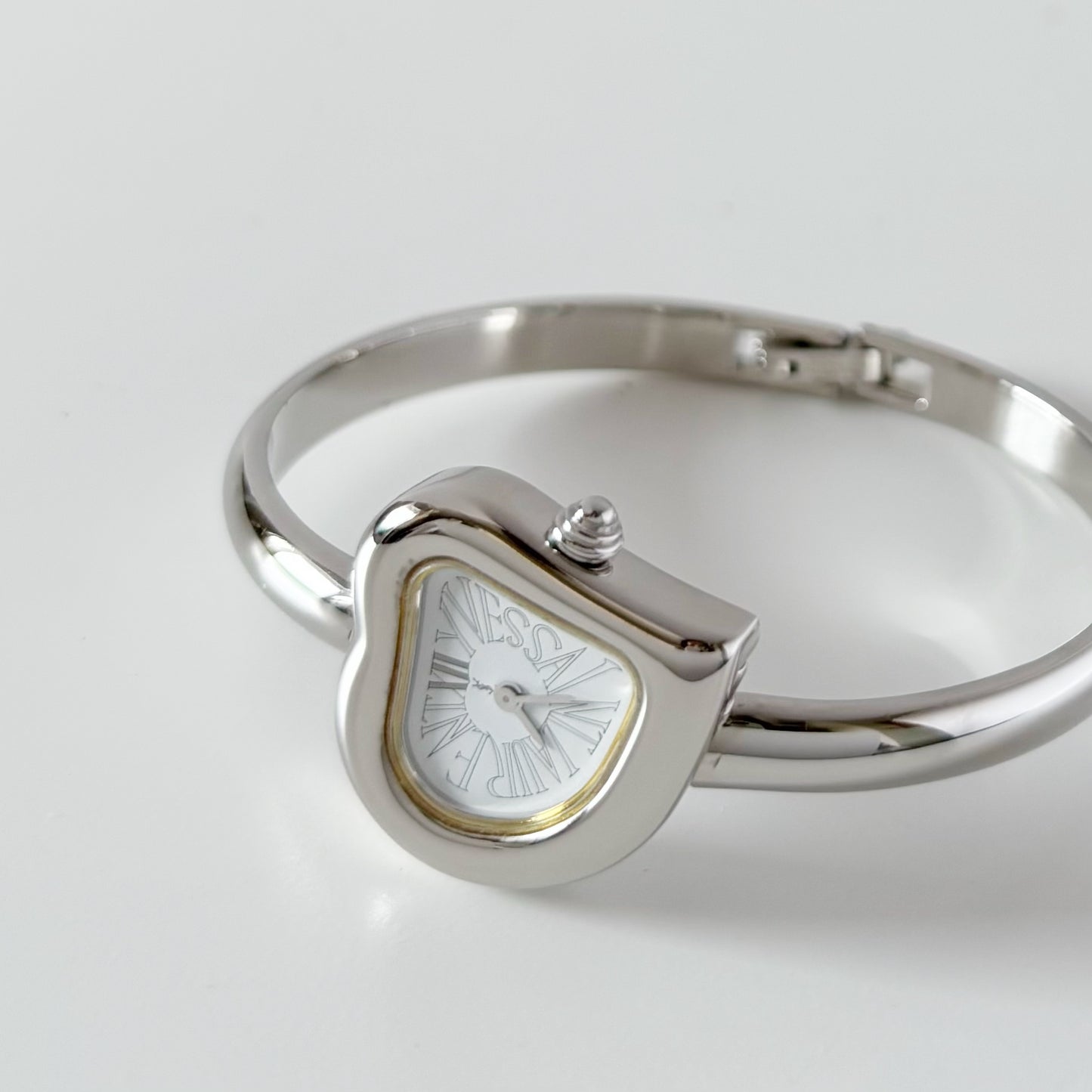Yves Saint Laurent 1990s Heart Shaped Dial Bangle Watch