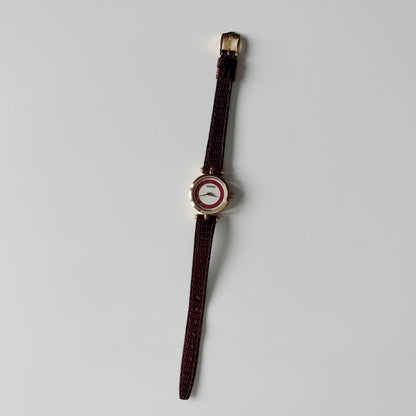 Gucci 1990s Round Dial Red Gold Plated Watch