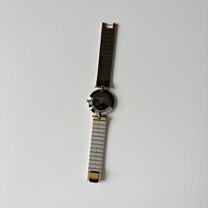 Dior 1990s Black Round Dial Two Tone Gold Plated Watch (Large)