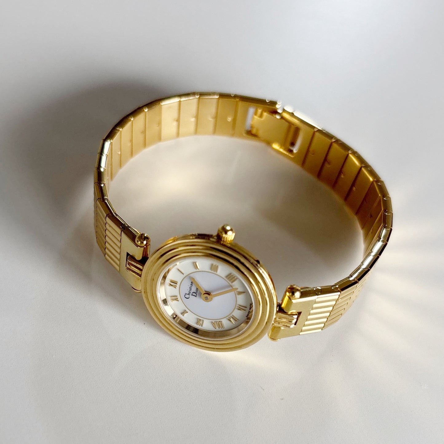 Dior 1990s Round Dial Gold Plated Watch