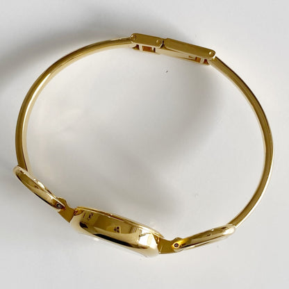 Gucci 1990s Black Dial Gold Plated Bangle Watch