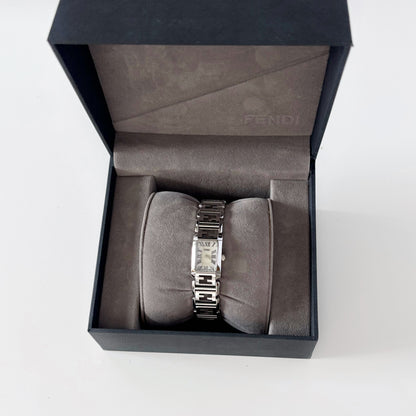 Fendi 1990s Seashell Dial Tank Stainless steel Watch