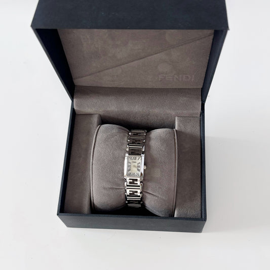 Fendi 1990s Seashell Dial Tank Stainless steel Watch