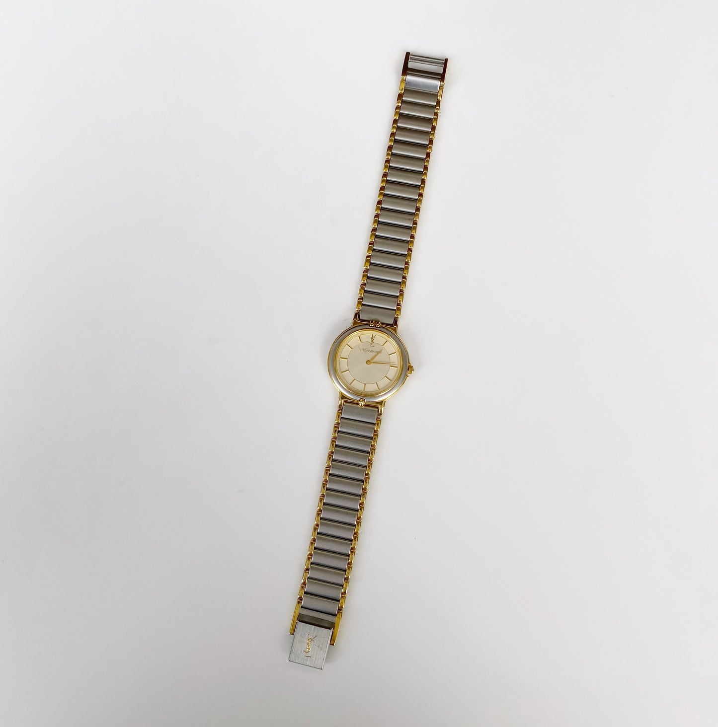 Yves Saint Laurent 1990s Two Tone Round Watch