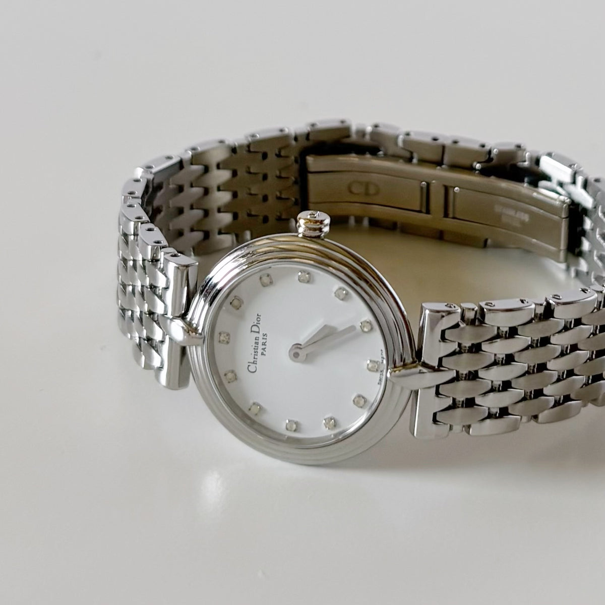 Dior 1990s Round Dial Stainless Steel Watch