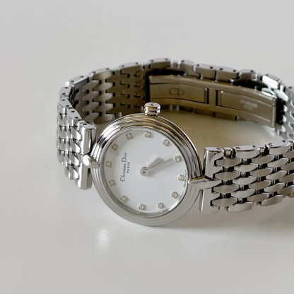 Dior 1990s Round Dial Stainless Steel Watch