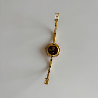 Gucci 1990s Interchangeable Bezel Gold Plated Bangle Watch with 12 bezels, case (Small)