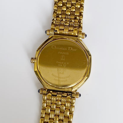 Dior 1990s Octagon Gold Plated Watch