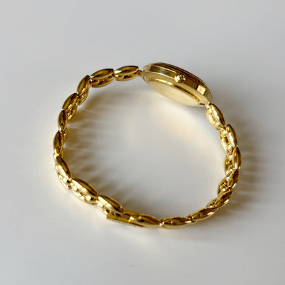 Gucci 1990s Interchangeable Bezel Gold Plated Rice Chain Watch with case, 6 bezels (165mm)