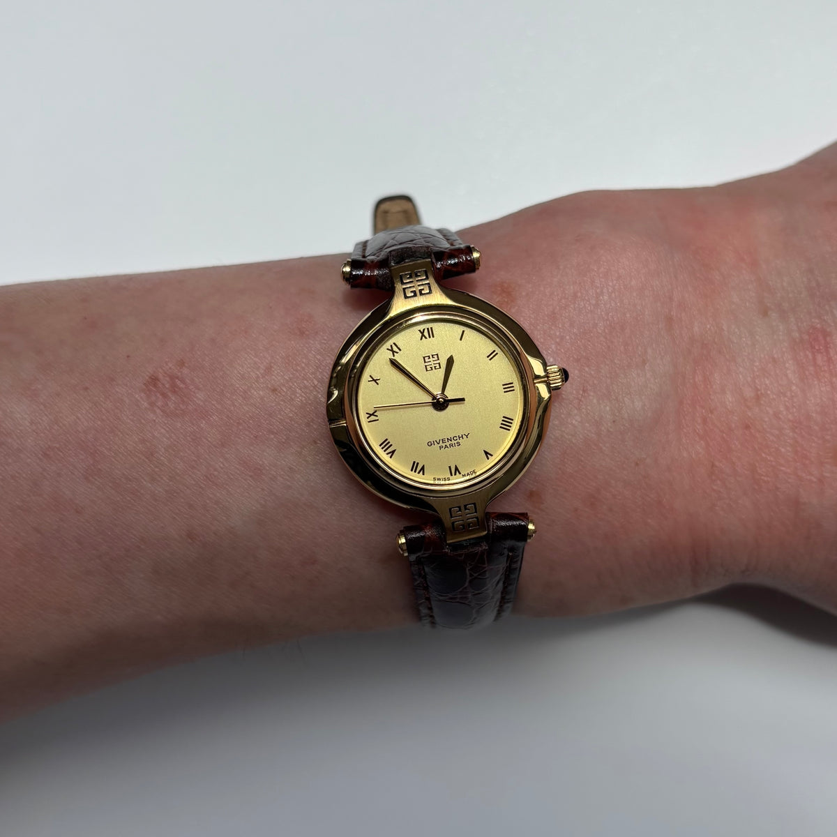 Givenchy 1990s Round Dial Gold Plated Watch