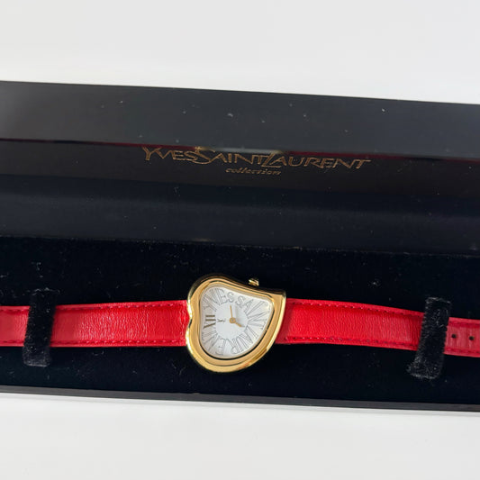 Yves Saint Laurent 1990s Heart shaped Dial Gold Plated Watch