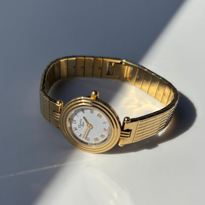 Dior 1990s Round Dial Gold Plated Watch