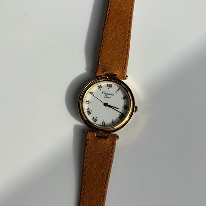 Dior 1990s Round Dial Gold Plated Watch (Large)
