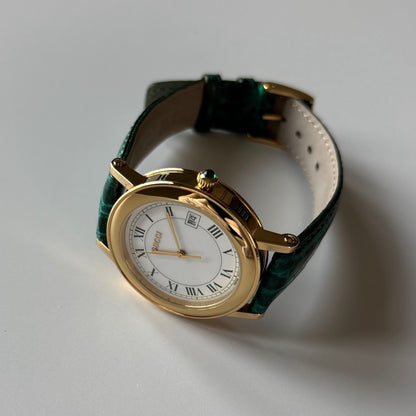 Gucci 1990s Date Round Dial Gold Plated Watch (Large)