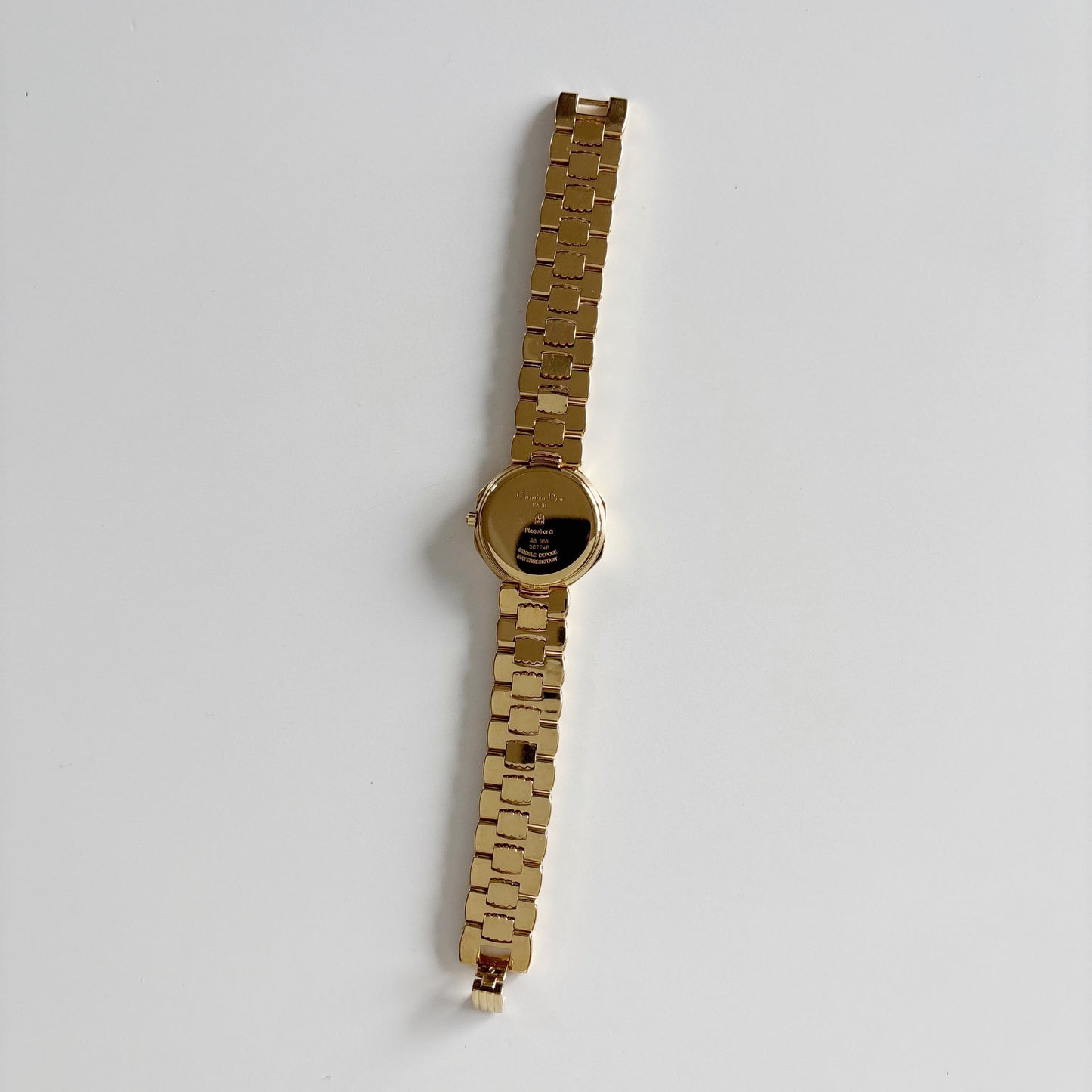 Dior 1990s Octagon Gold Dial Gold Plated Watch