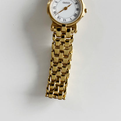 Gucci 1990s Round Dial Gold Plated Watch