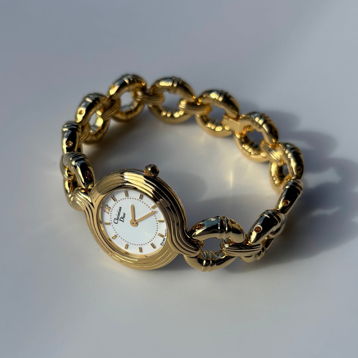 Dior 1990s Round Dial Gold Plated Watch