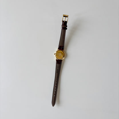 Gucci 1990s Sub second Round Dial Gold Plated Watch