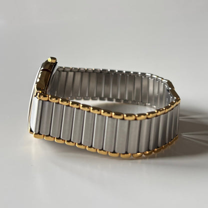 Yves Saint Laurent 1990s Round Dial Two Tone Gold Plated Watch (Large)