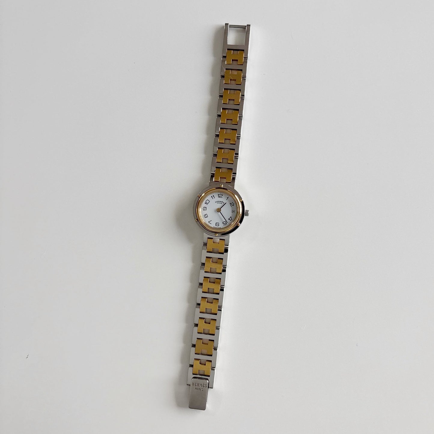 Hermes 1990s Clipper Date Two Tone Watch