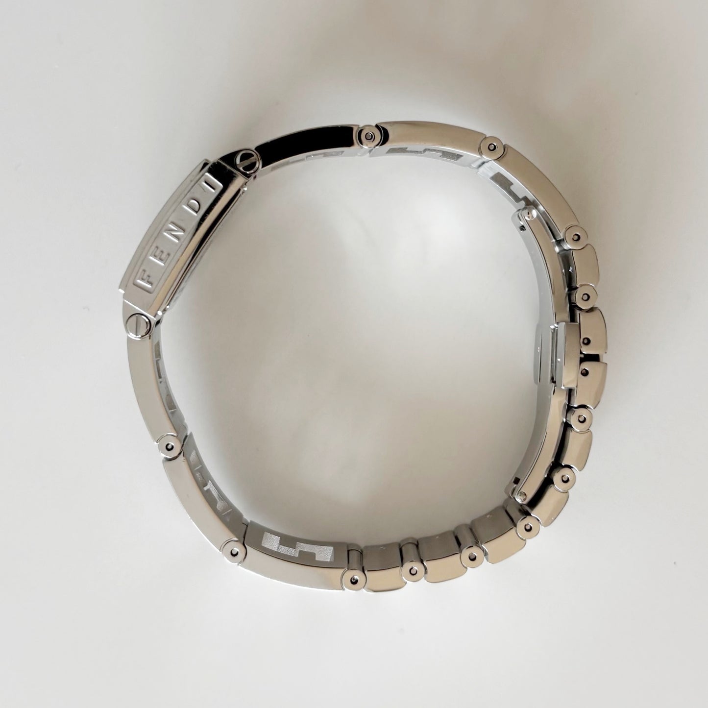 Fendi 1990s Seashell Square Dial Stainless steel Watch