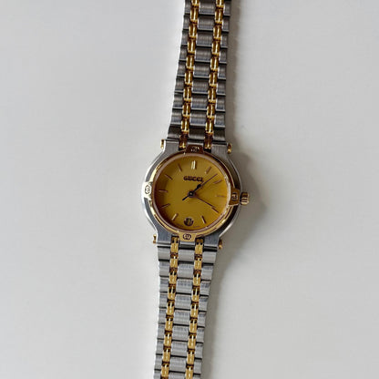 Gucci 1990s Date Round Dial Two Tone Watch
