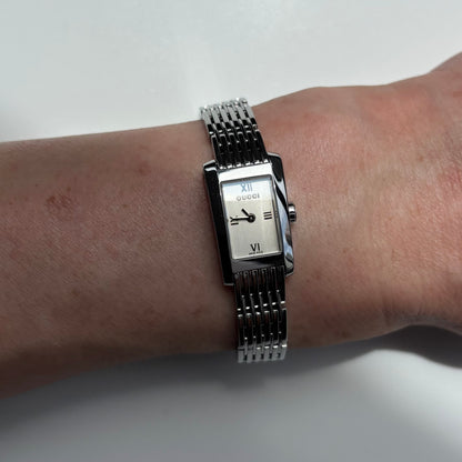Gucci 1990s Rectangular Dial Silver Watch
