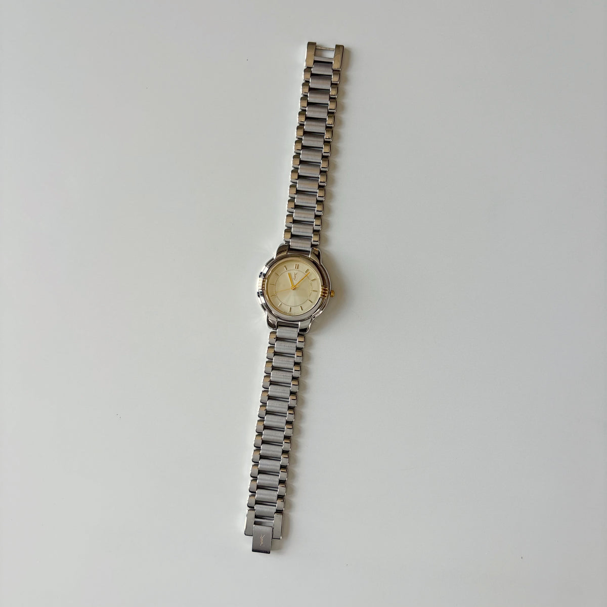 Yves Saint Laurent 1990s Round Dial Two-Tone Gold-Plated Watch (Large)