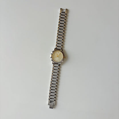 Yves Saint Laurent 1990s Round Dial Two-Tone Gold-Plated Watch (Large)