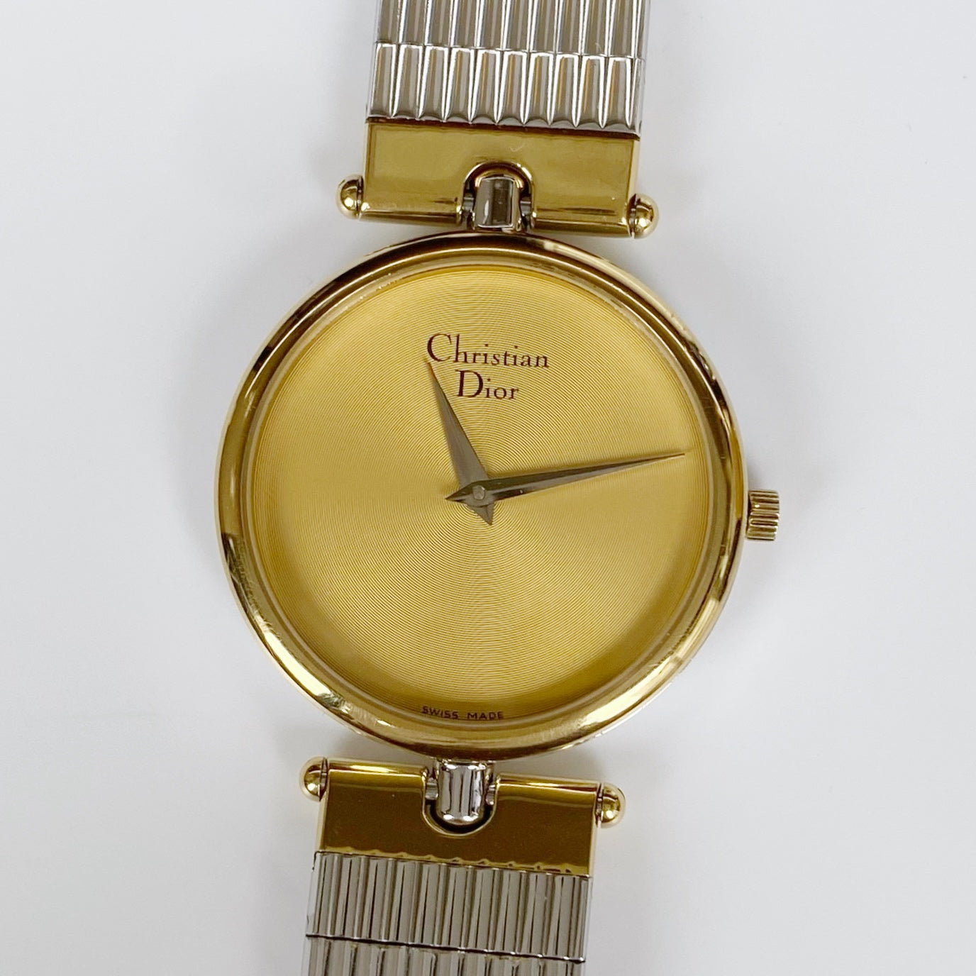 Dior 1990s Gold Dial Round Two Tone Watch