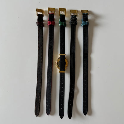 Fendi 1990s Interchangeable Belt Gold Plated Watch with 5 straps, case