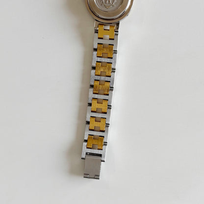 Hermes 1990s Clipper Round Dial Two Tone Watch